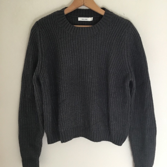 Mod Ref Grey Long Sleeve Cropped Crewneck Sweater: Women's Medium - Picture 1 of 3